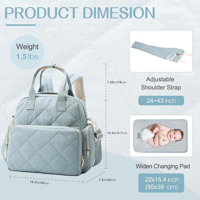 Mozzilog Large Diaper Backpack with Changing Pad, Diapers Baby Bags for Mom with Luggage Pockets, Convertible Mommy Hospital Bag for Women Labor Delivery(Blue) - Image 5
